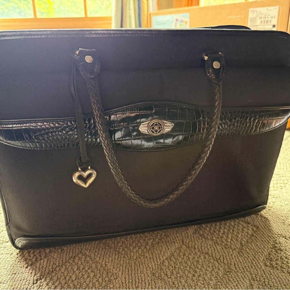 Brighton Black Laptop Bag with Silver Heart Charm